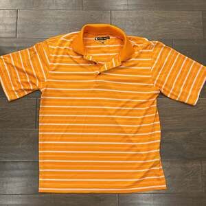 Pebble‎ Beach Men's Orange Striped Golf Polo Shirt S